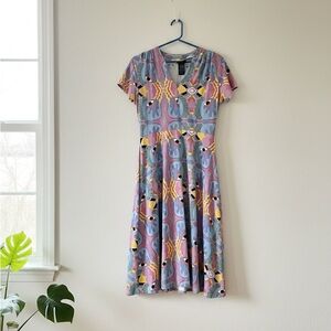 Nooworks Asymmetrical Dress in Blue and Pink Floral